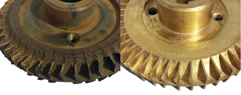 Impeller before and after treatment with Buchem’s WSC Cleaning System
